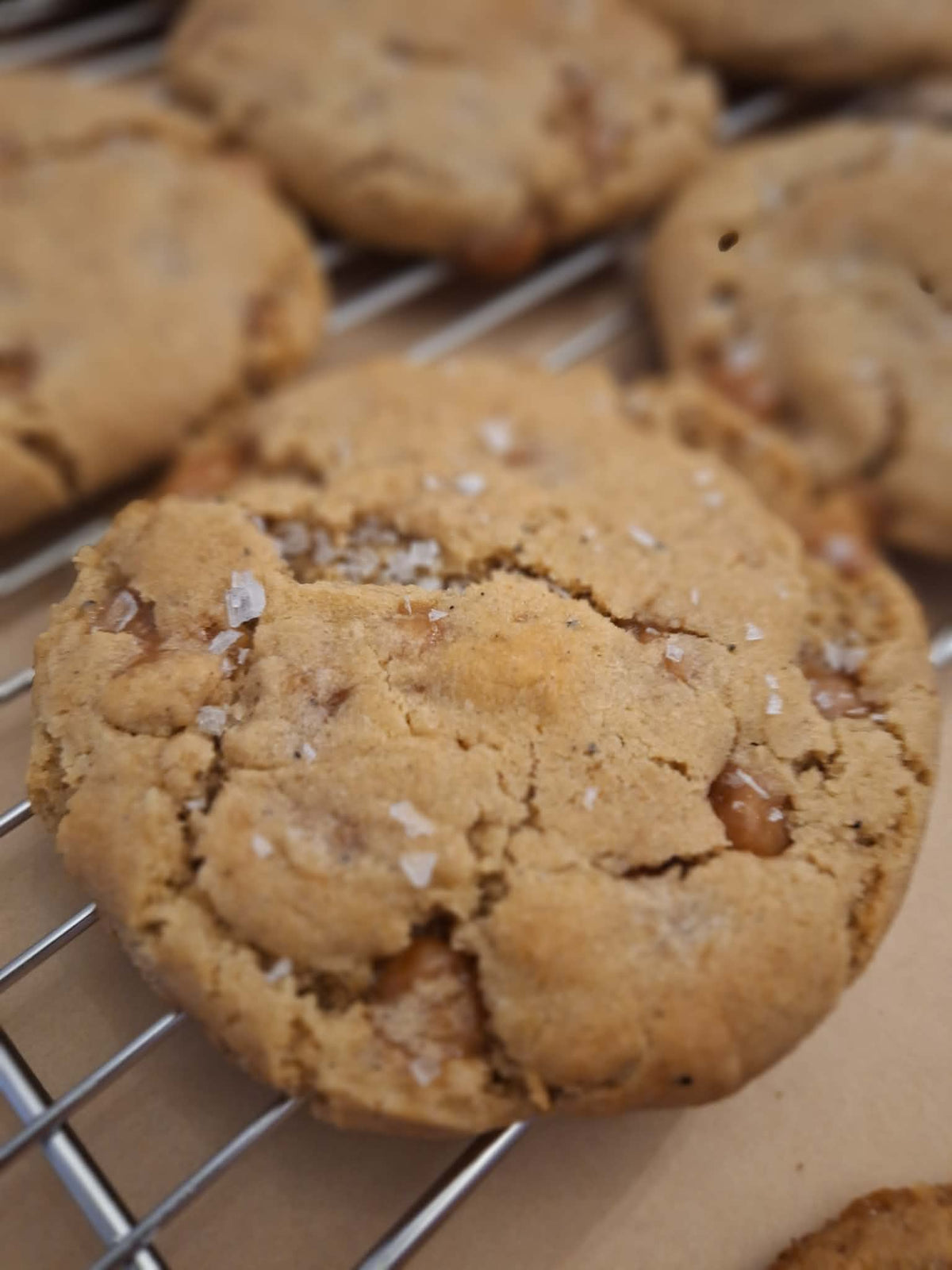 Salted Caramel Brown Butter Sourdough Cookies